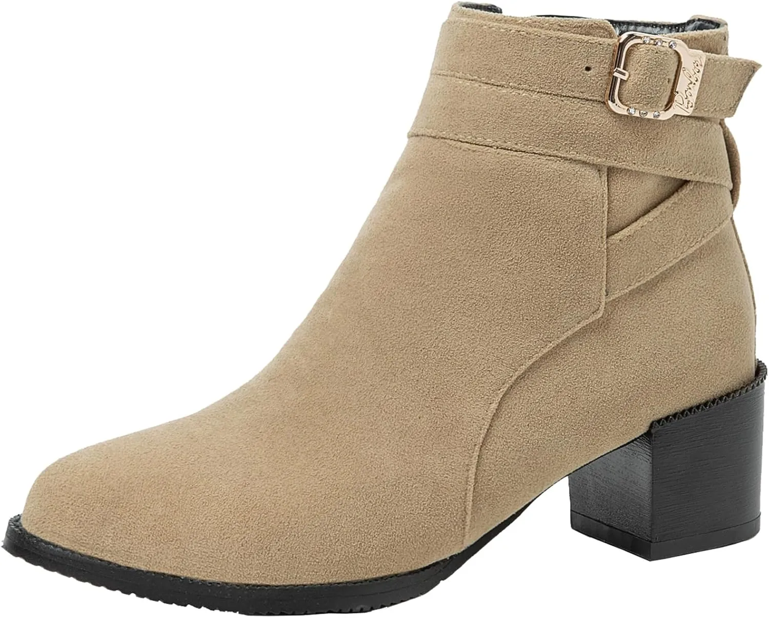 Women's Chunky Heel Ankle Boots Side Zipper Booties