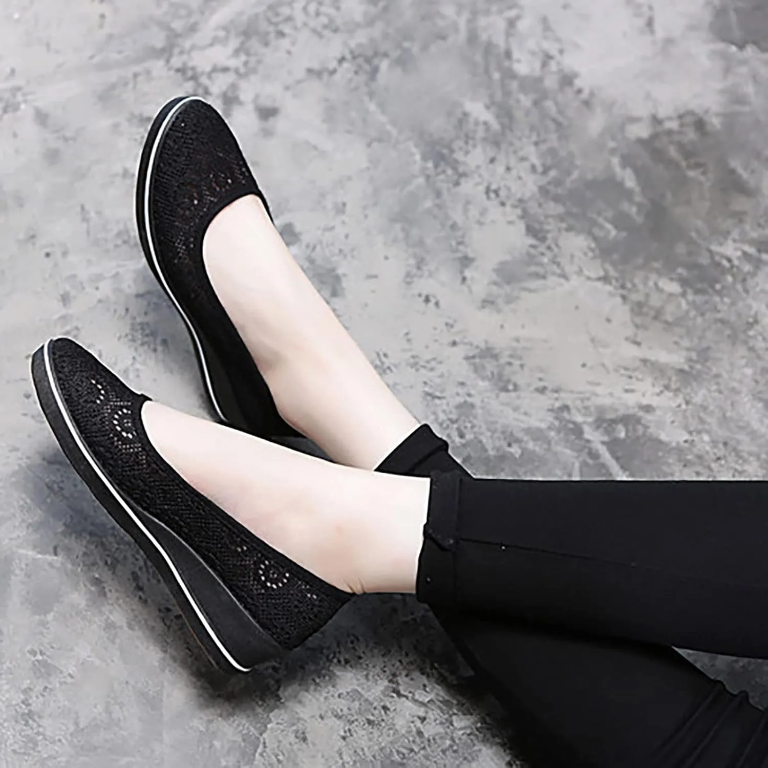 Women's Flat Shoes Loafer Casual Boat Loafers Shoes for Women Square Toe Comfortable Office Work Shoes