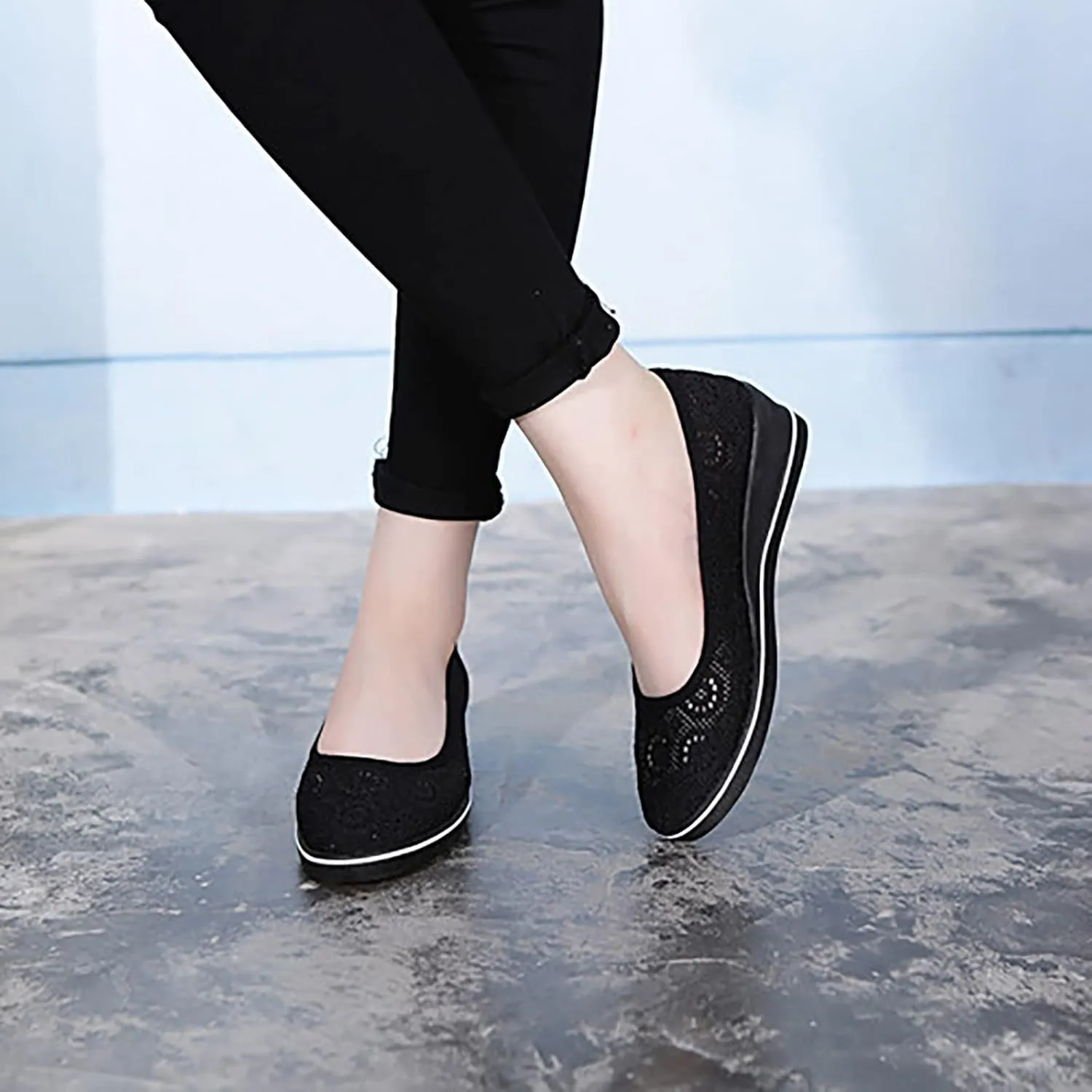 Women's Flat Shoes Loafer Casual Boat Loafers Shoes for Women Square Toe Comfortable Office Work Shoes