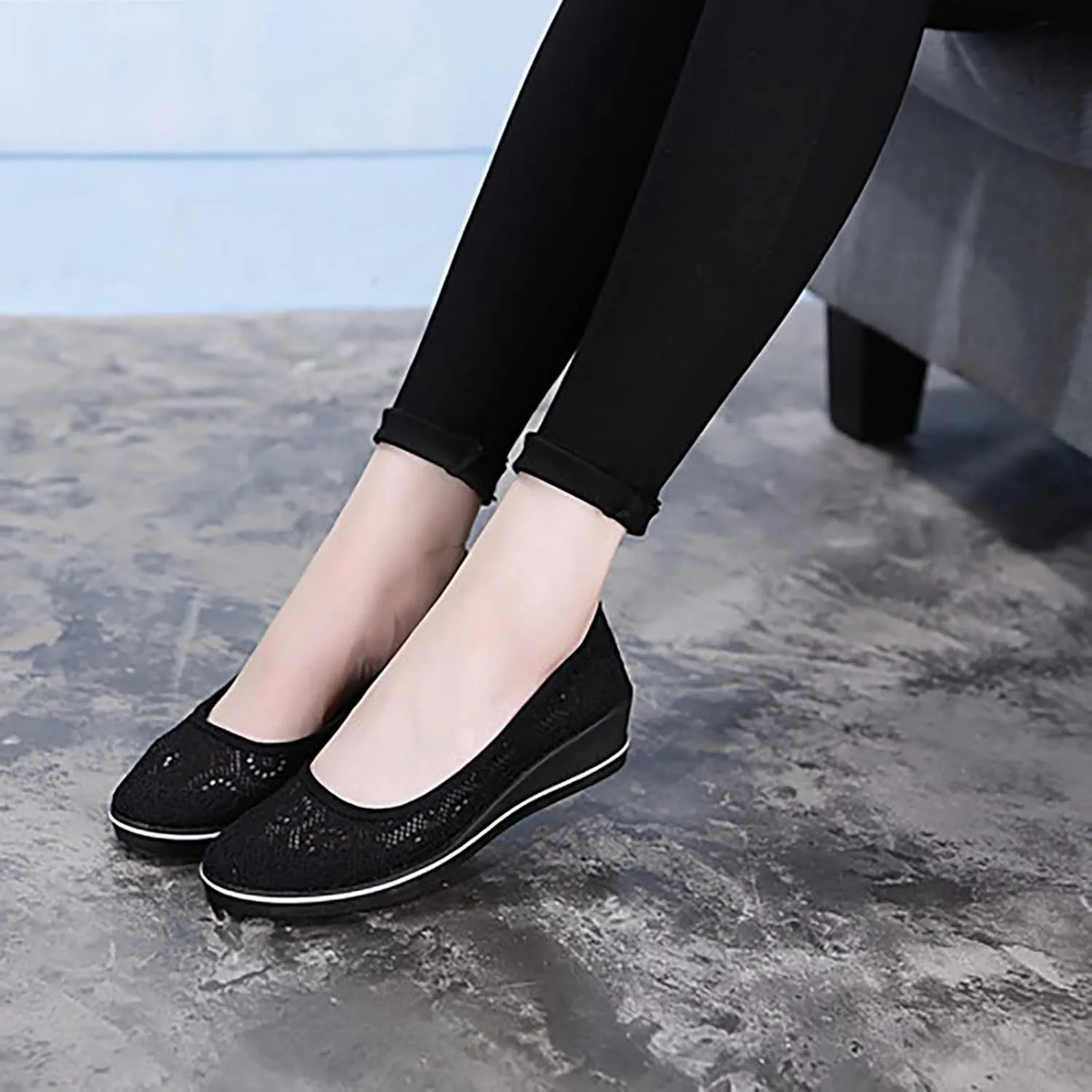 Women's Flat Shoes Loafer Casual Boat Loafers Shoes for Women Square Toe Comfortable Office Work Shoes
