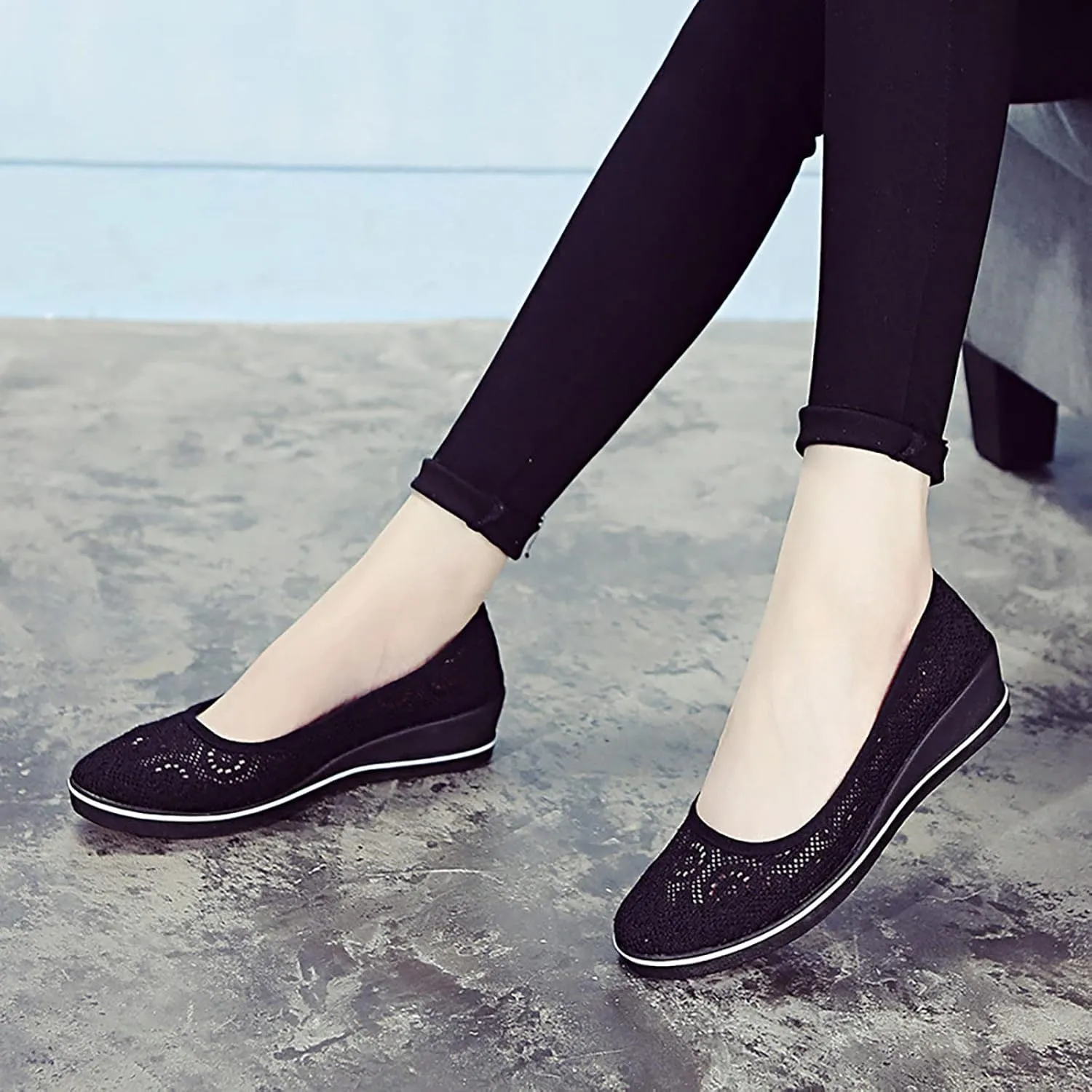 Women's Flat Shoes Loafer Casual Boat Loafers Shoes for Women Square Toe Comfortable Office Work Shoes
