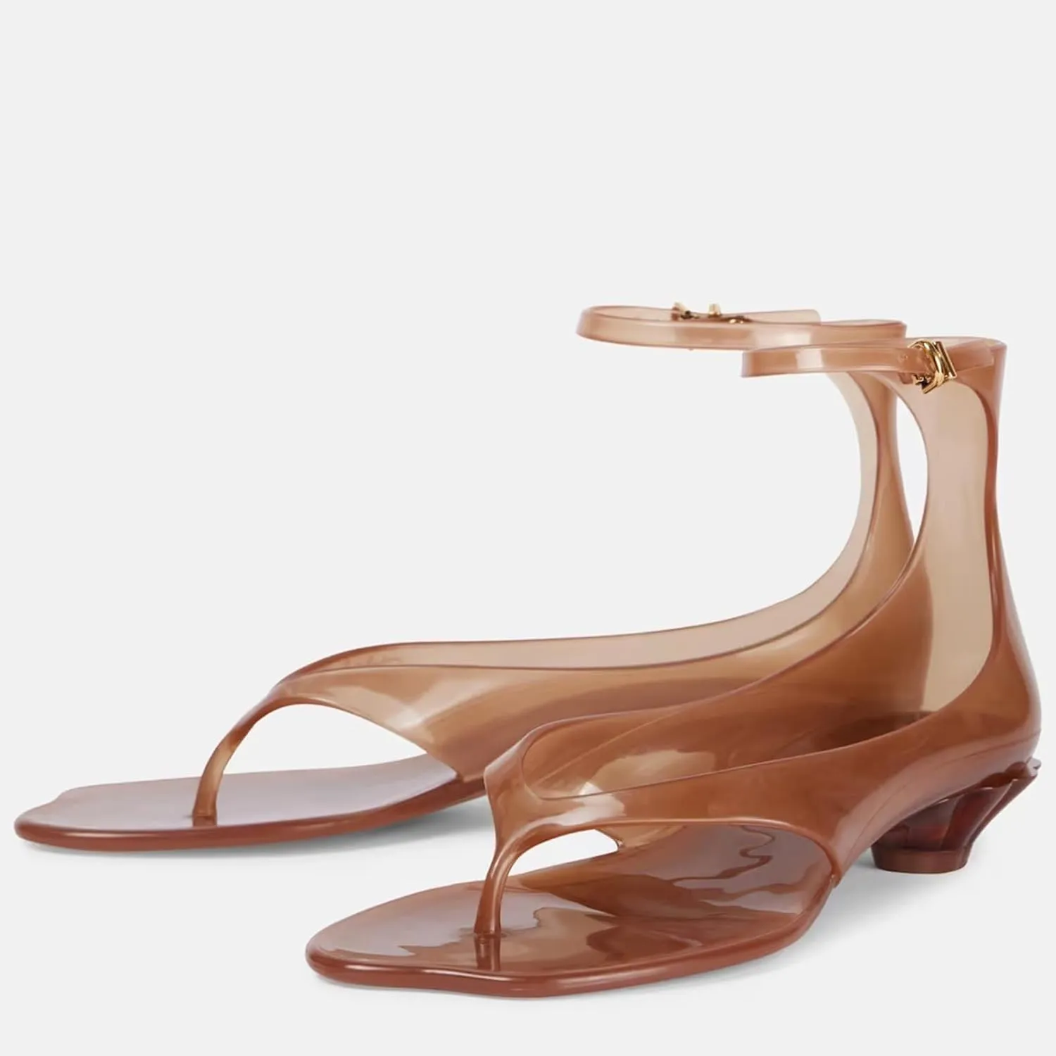Womens Flip Flop Kitten Heels  Jelly Thong Heeled Sandals with Clear Strap, Transparent Low Heel Mules, Stylish Thong Kitten Heels for Summer, Casual Dress Sandals