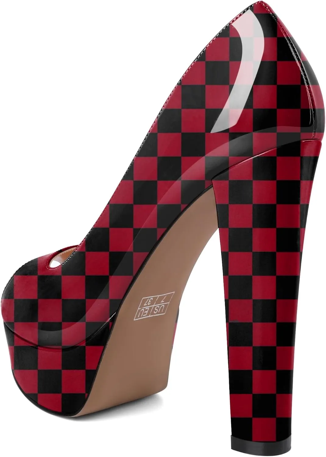 Women's High Heel Pumps Peep Toe Pump for Women Platform High Heels Chunky Block Heeled Shoes Sexy Dance Pumps 5.5 Inch Heel