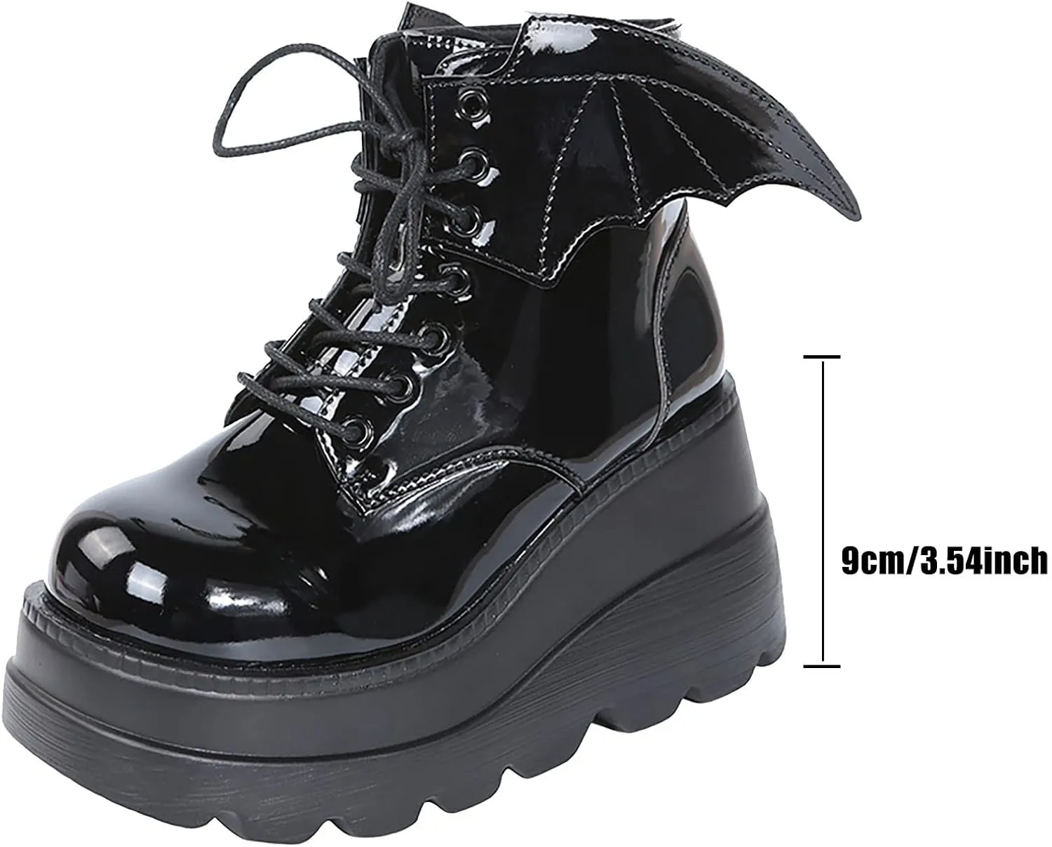 Womens High Platform Goth Ankle Booties Wedges Chunky High Heel Round-Toe Lace up Punk Combat Boots for Women