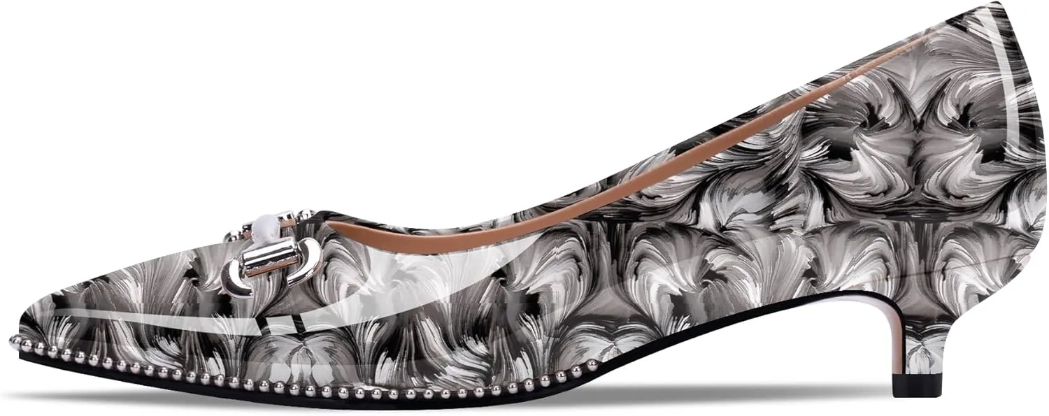 Women's Kitten Heels Pumps Pointed Closed Toe Slip On Dress Shoes
