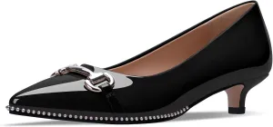 Women's Kitten Heels Pumps Pointed Closed Toe Slip On Dress Shoes