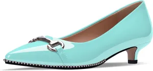 Women's Kitten Heels Pumps Pointed Closed Toe Slip On Dress Shoes
