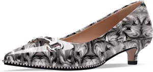 Women's Kitten Heels Pumps Pointed Closed Toe Slip On Dress Shoes