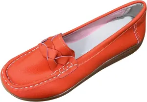 Women's Leather Flats Shoes Slip-Ons Casual Walking Loafers Breathable Driving Flats Shoes Orthopedic Loafers