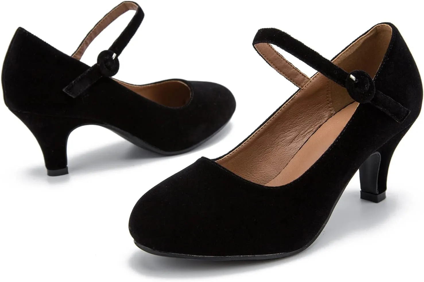 Women's Mary Jane Shoes Kitten Heel Closed Round Toe Low Heels Ankle Strap Office Work Church Wedding Pumps
