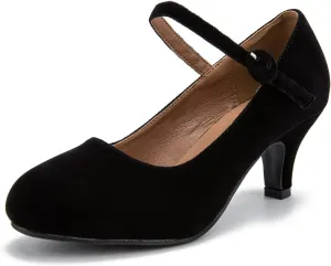 Women's Mary Jane Shoes Kitten Heel Closed Round Toe Low Heels Ankle Strap Office Work Church Wedding Pumps
