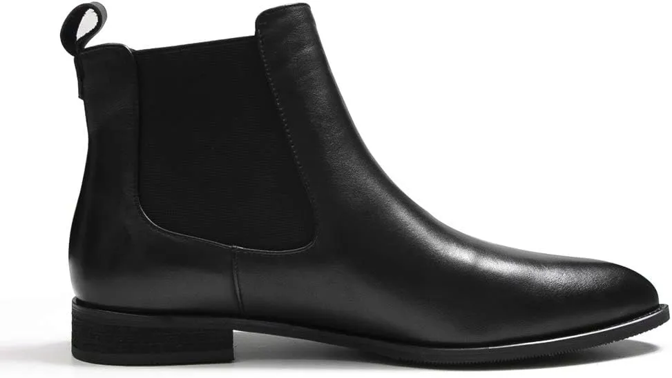 Women's Pointed Toe Leather Chelsea Boots