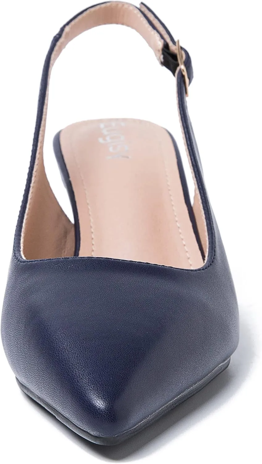 Women's Slingback Kitten Heel Pointed Closed Toe Low Heel Pumps Elegant Comfortable Dress Wedding Evening Bridal Party Shoes