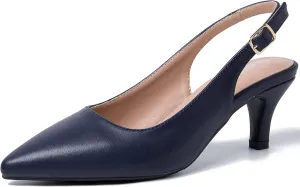 Women's Slingback Kitten Heel Pointed Closed Toe Low Heel Pumps Elegant Comfortable Dress Wedding Evening Bridal Party Shoes