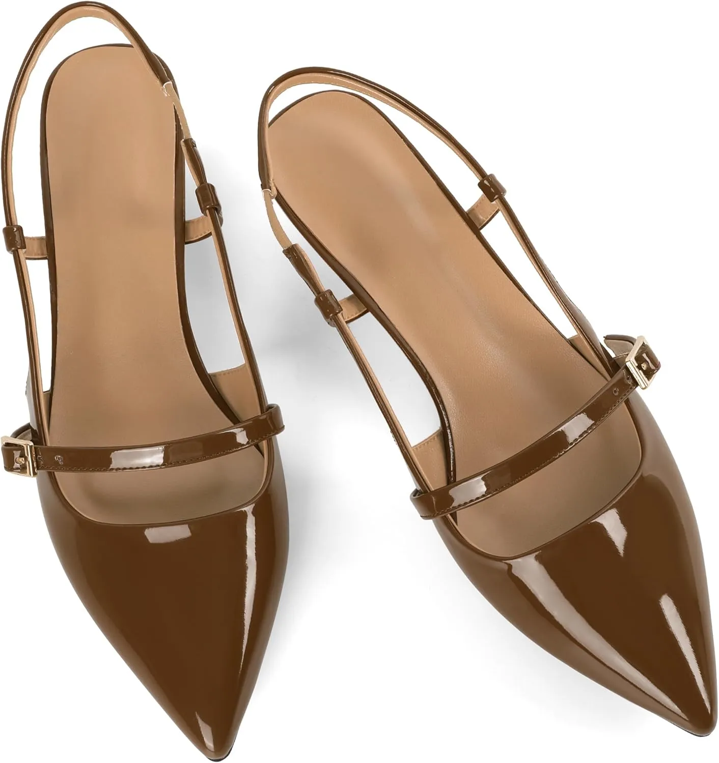 Women's Slingback Kitten Heels Mary Jane Heels Pointed Toe Heel Low Heel Pumps 1.4 Inch Fashion Retro Dress Shoes