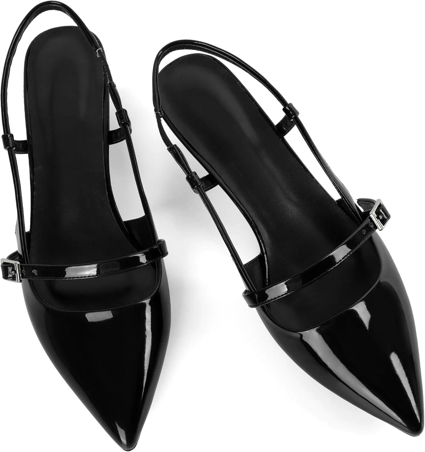 Women's Slingback Kitten Heels Mary Jane Heels Pointed Toe Heel Low Heel Pumps 1.4 Inch Fashion Retro Dress Shoes