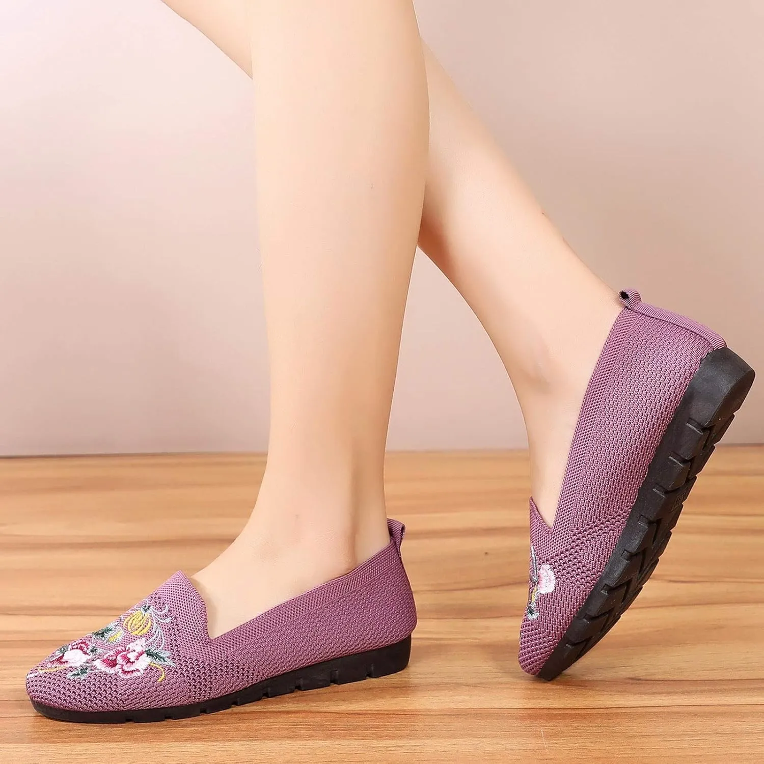Women's Slip-On Casual Shoes Loafer Cute Loafer Slip on Ballet Flat Square Toe Comfortable Office Work Shoes