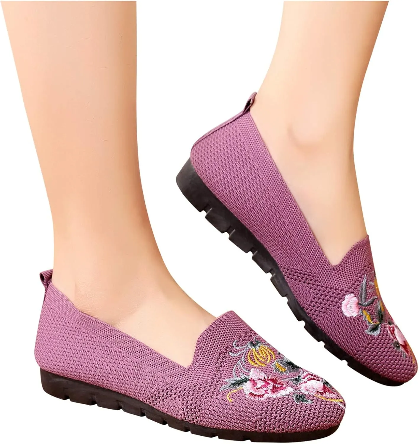 Women's Slip-On Casual Shoes Loafer Cute Loafer Slip on Ballet Flat Square Toe Comfortable Office Work Shoes