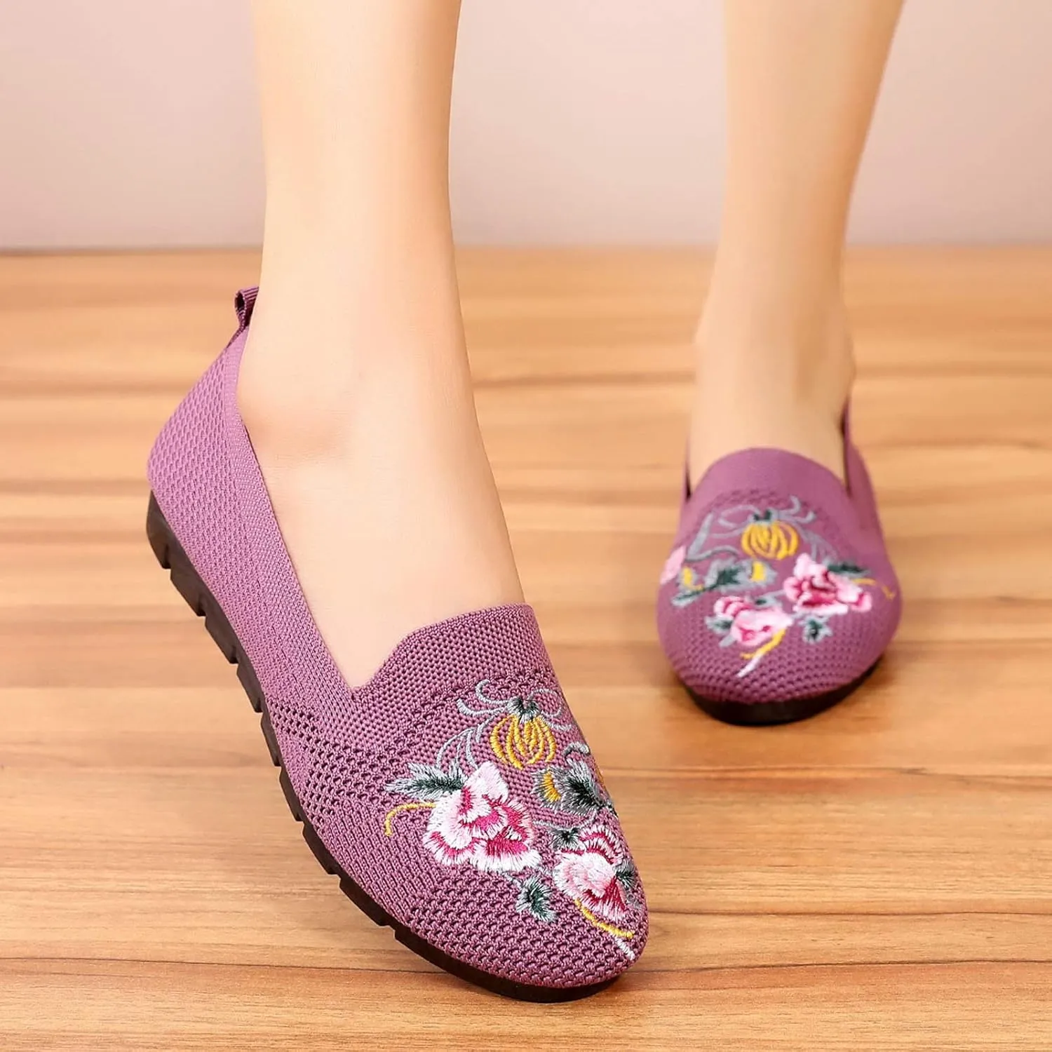Women's Slip-On Casual Shoes Loafer Cute Loafer Slip on Ballet Flat Square Toe Comfortable Office Work Shoes