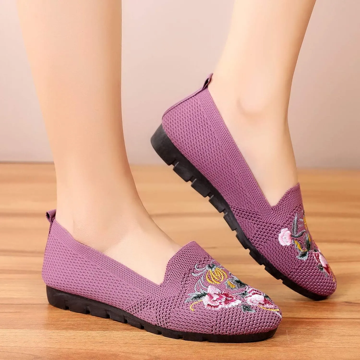 Women's Slip-On Casual Shoes Loafer Cute Loafer Slip on Ballet Flat Square Toe Comfortable Office Work Shoes