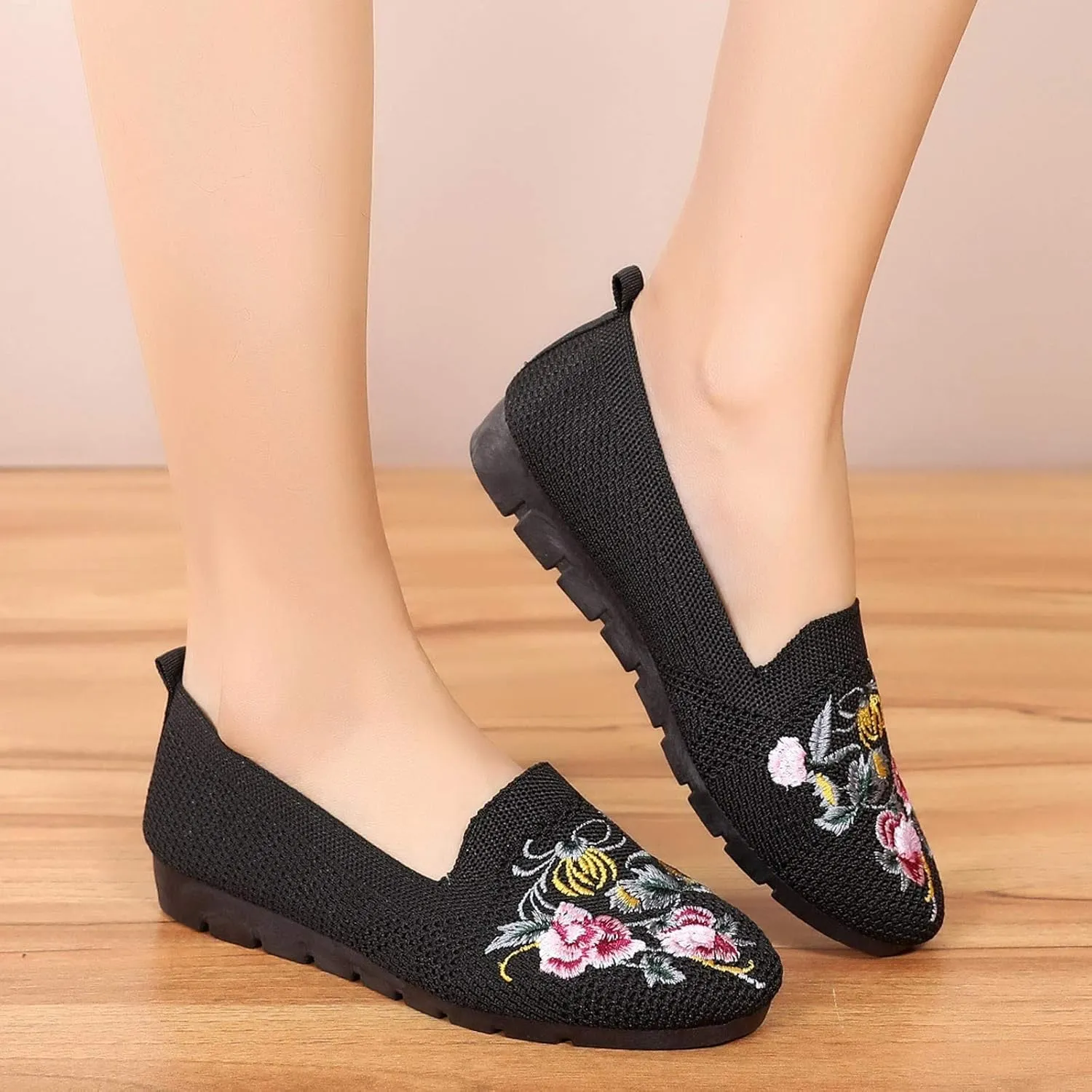 Women's Slip-On Casual Shoes Loafer Cute Loafer Slip on Ballet Flat Square Toe Comfortable Office Work Shoes