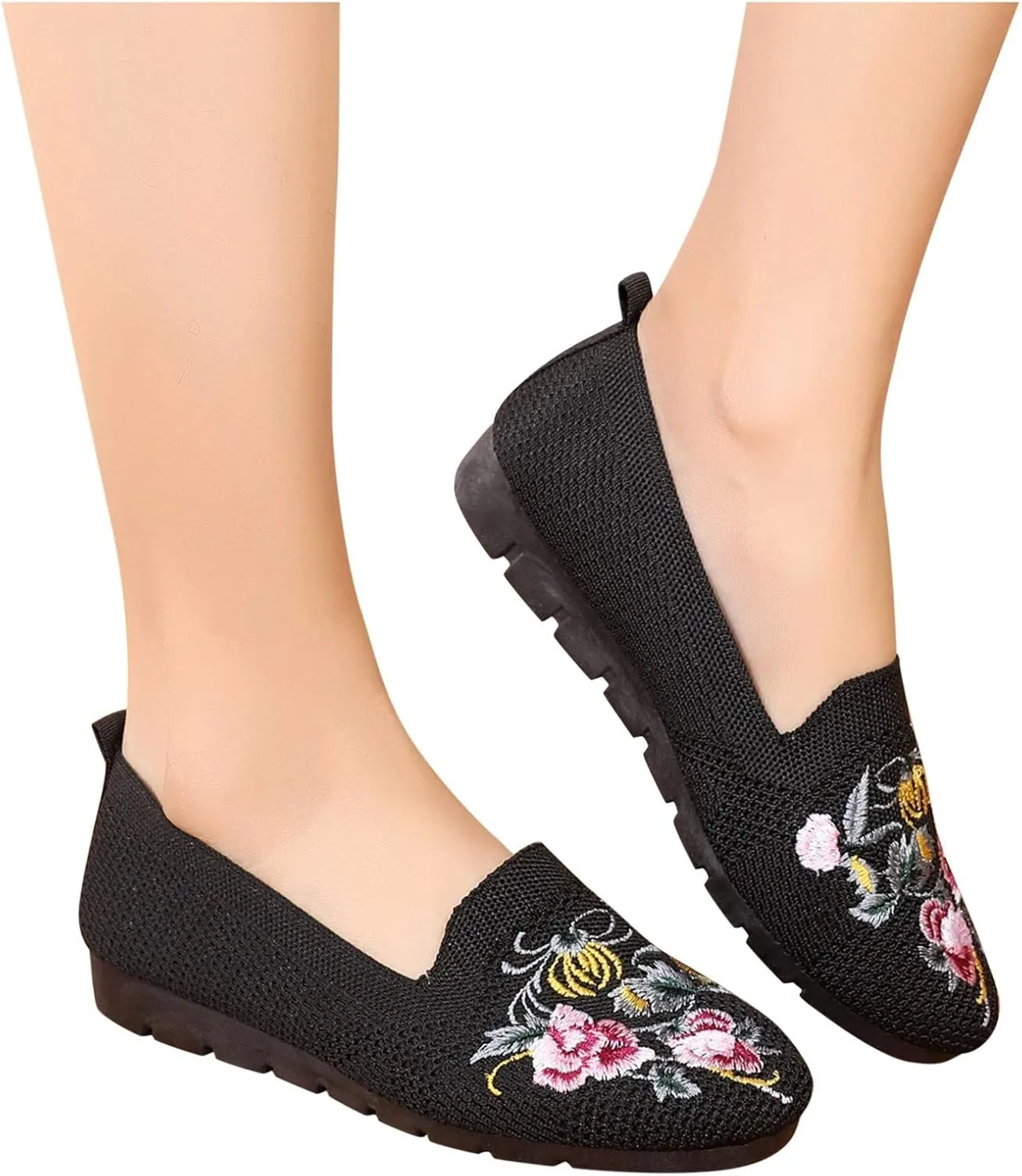 Women's Slip-On Casual Shoes Loafer Cute Loafer Slip on Ballet Flat Square Toe Comfortable Office Work Shoes