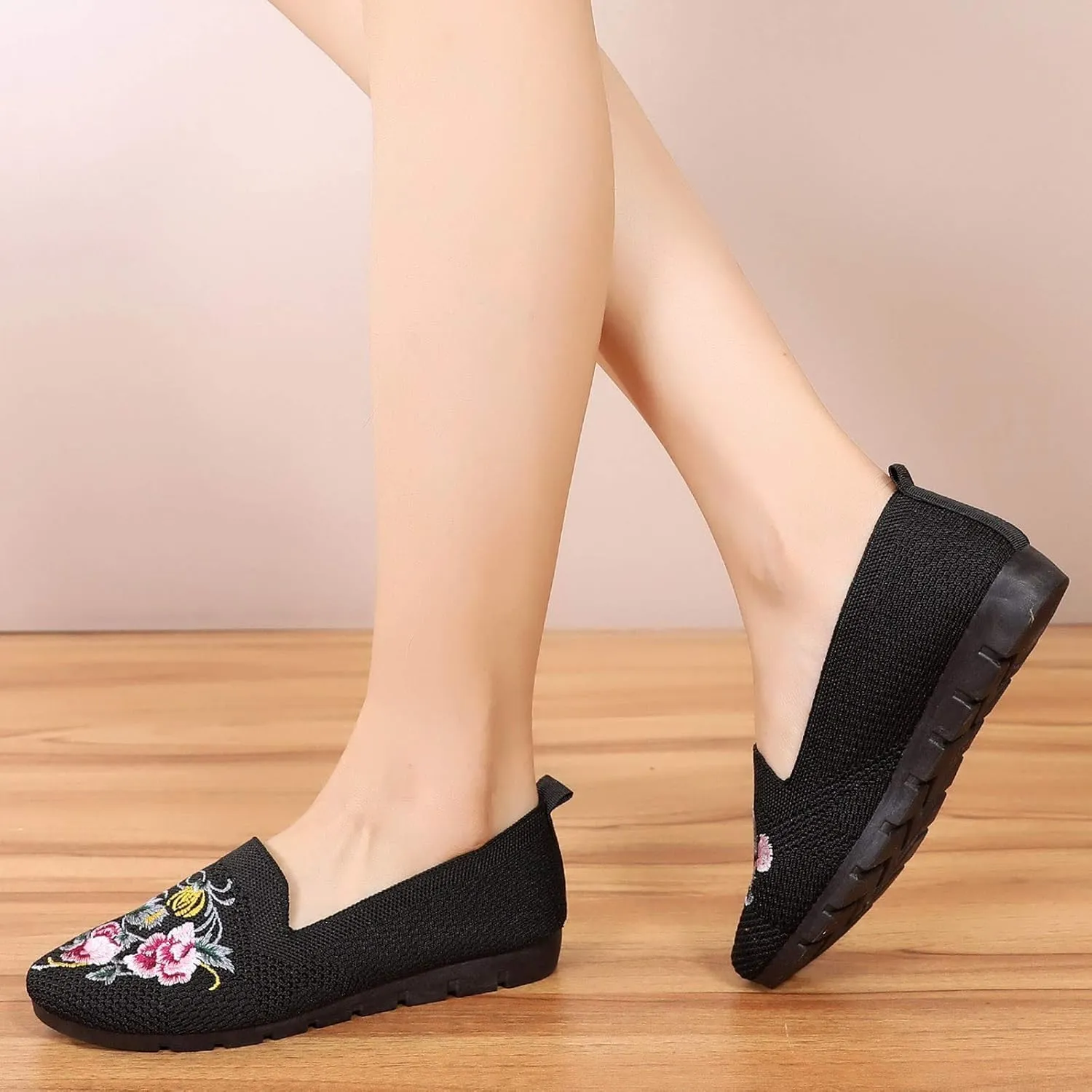 Women's Slip-On Casual Shoes Loafer Cute Loafer Slip on Ballet Flat Square Toe Comfortable Office Work Shoes