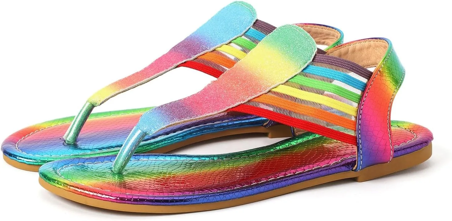 Women's Summer Fashion Flip Flops With Sequin Style Comfortable Shoes High Heel Slide Sandals
