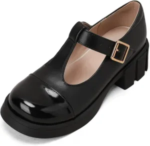 Women's Two Tone T-Strap Mary Jane Flats Loafers Vintage Round Toe Low Heel Girls Dress Oxford Shoes