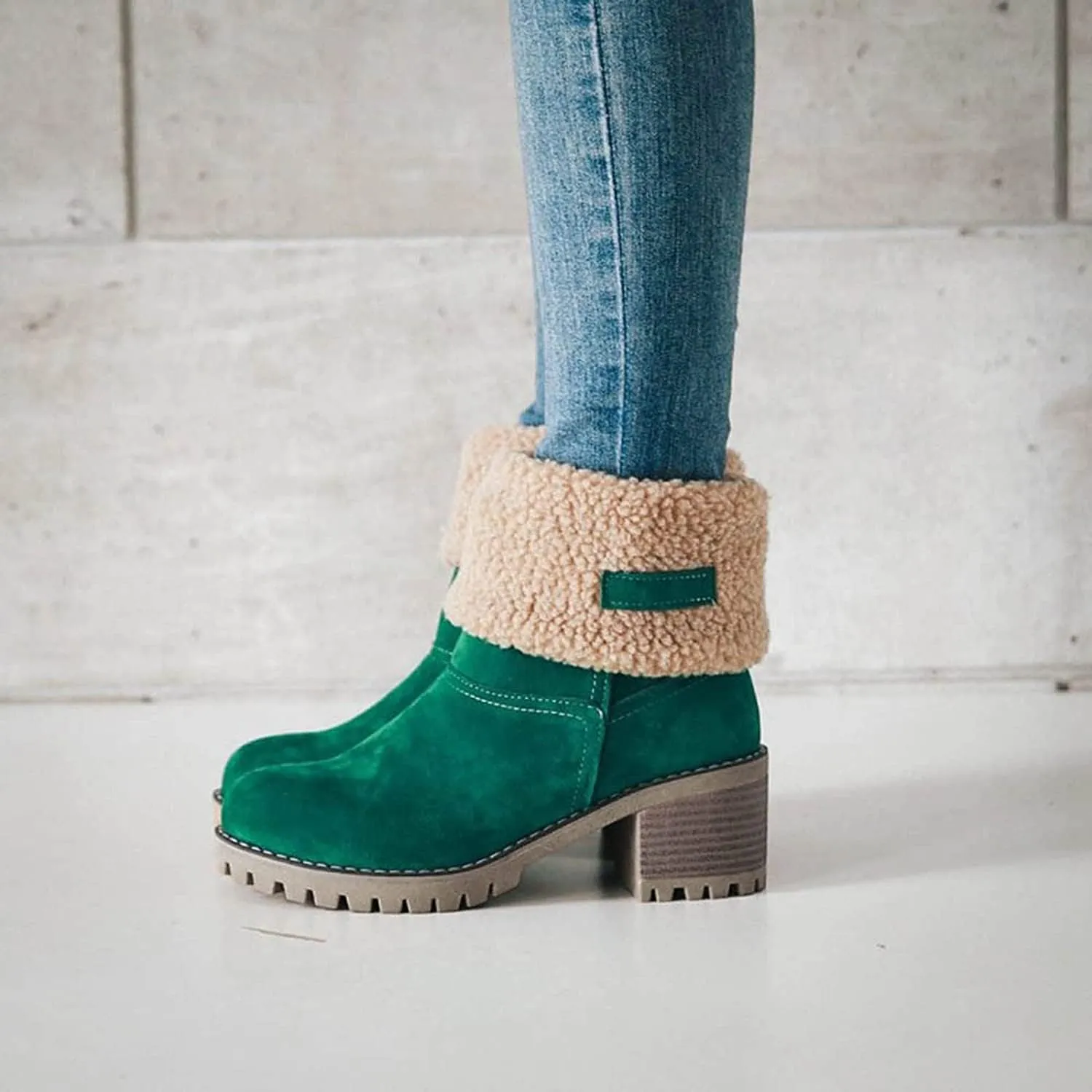 Womens Winter Snow Boots, Casual Fashion Booties, Ankle Boots, Mid Calf Boots, Outdoor Shoes, Red, Green, Black, Brown, Gray, Orange, Size 8.5