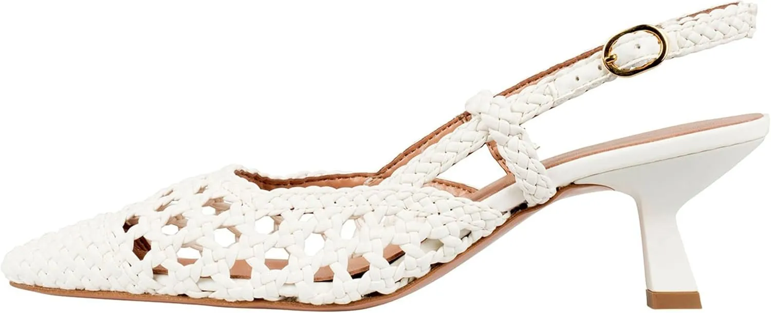 Woven Slingback Kitten Heels for Women Stylish Pointed Toe Breathable Comfortable Fit Elegant Design for Every Occasion