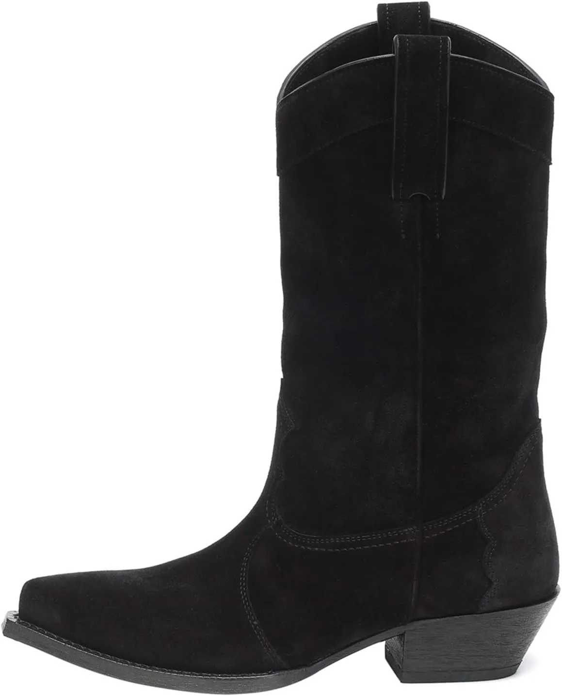 YIYA Western Suede Cowboy Boots Women's Classic Pointed Toe Cowgirl Boot Female Mid-Calf Booties for Women