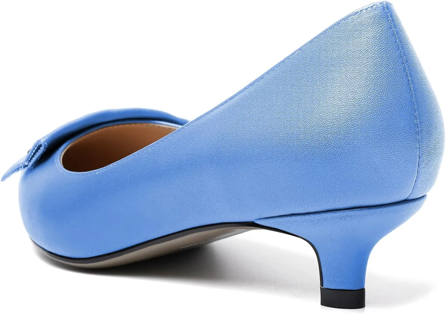 YODEKS Women Low Kitten Heel Pumps Pointed Toe Slip On 1.5 Inch Closed Toe Buckle Bow Comfort Shoes for Wedding Office Evening