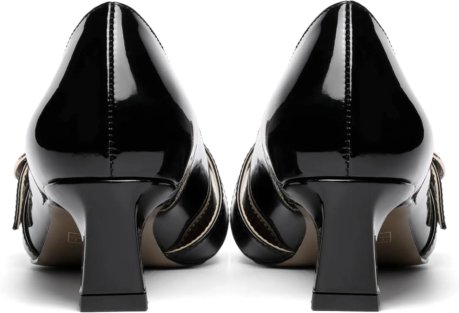 Zamikoo Women's Square Toe Kitten Heel Pumps Slip On Low Heels with Buckle Strap 2 Inches Heeled Pumps Shoes for Office Wedding Dress Comfortable