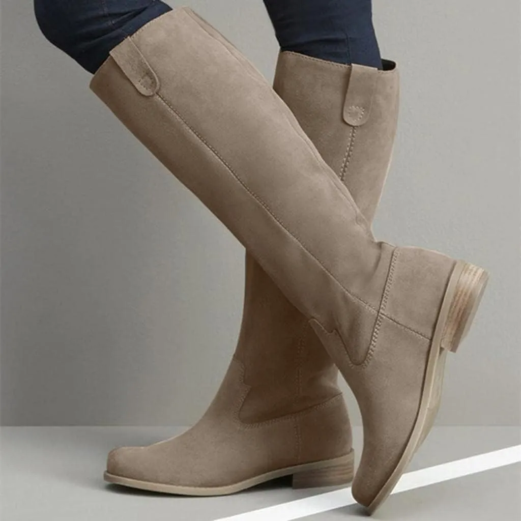 ZBYY Boots for Women Knee High,Fashion Wide Calf Comfortable Knee High Boots Low Heel Motorcycle Riding Winter Boots