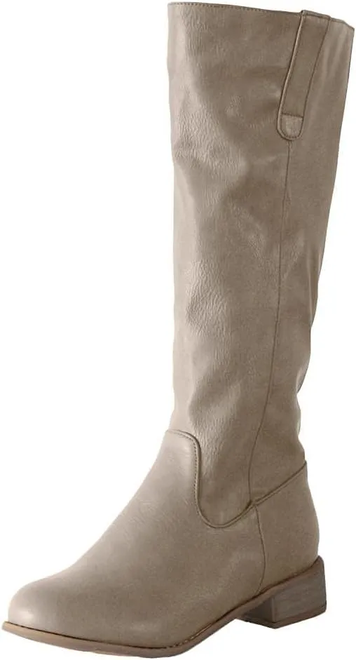 ZBYY Boots for Women Knee High,Fashion Wide Calf Comfortable Knee High Boots Low Heel Motorcycle Riding Winter Boots