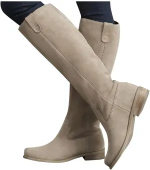 ZBYY Boots for Women Knee High,Fashion Wide Calf Comfortable Knee High Boots Low Heel Motorcycle Riding Winter Boots