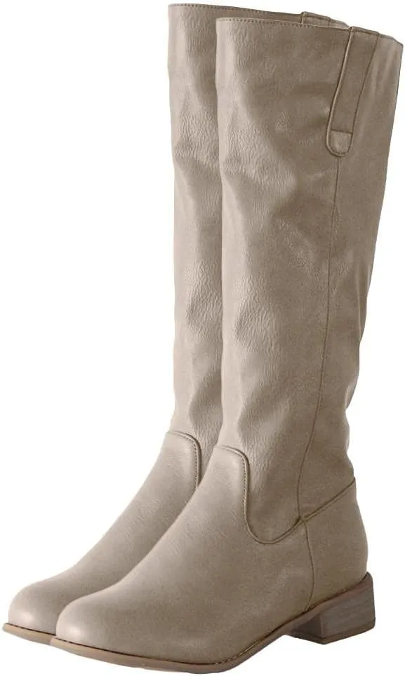 ZBYY Boots for Women Knee High,Fashion Wide Calf Comfortable Knee High Boots Low Heel Motorcycle Riding Winter Boots
