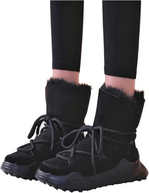 ZBYY Snow Boots for Womens,Winter Waterproof Mid Calf Booties Fur Lined Warm Outdoor Skiing Hiking Boots for Women