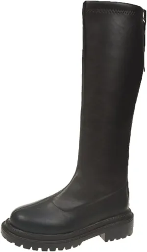 ZBYY Women's Knee High Boot,Wide Calf Comfortable Winter Knee High Riding Boots Chunky Low Heel Chelsea Zipper Mid Calf Boots